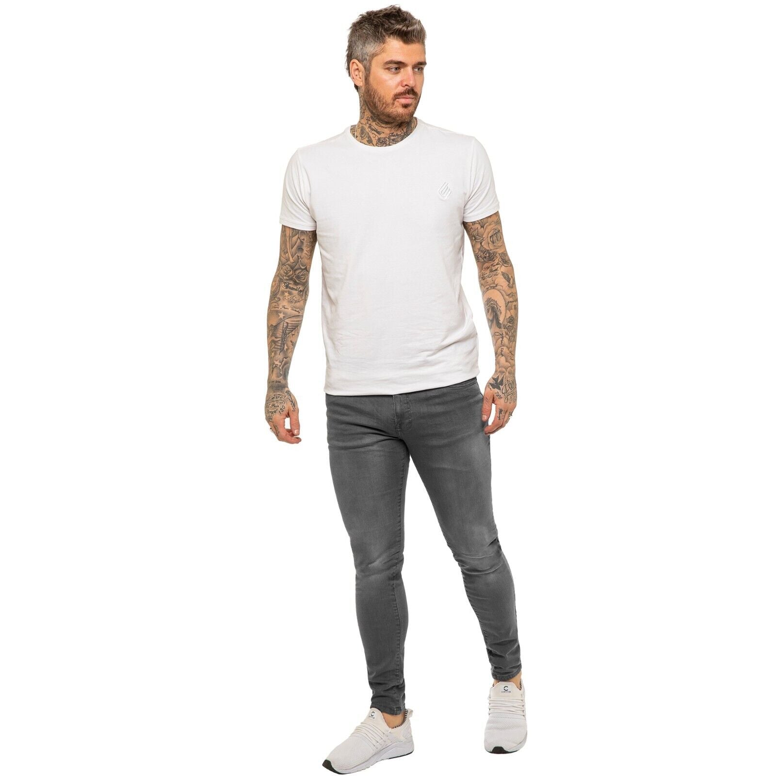 Enzo Mens Skinny Jeans Slim Fit Super Stretch Flex Denim Trouser Pants All Waist
