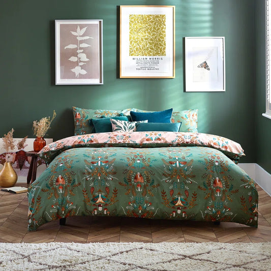 Luna Cotton Blend, Polyester Floral Duvet Cover Set with Pillowcases