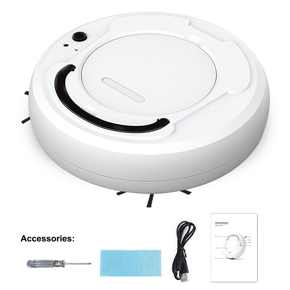 Smart 3-in-1 Robotic Vacuum Cleaner – Slim Design, USB Charging, 90-Min Runtime