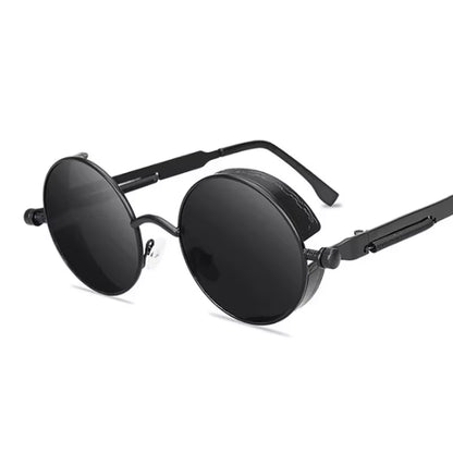 Vintage Gothic Steampunk Round Sunglasses for Men & Women – Designer Metal Frame Shades