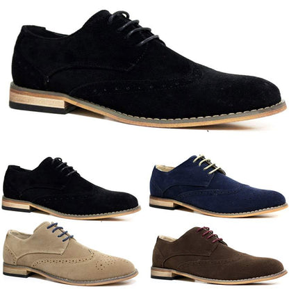 Mens New Faux Suede Lace up Casual Formal Office Work Lace up Brogues Shoes Size
