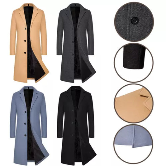 Men’s Winter Formal Trench Coat – Warm Long Overcoat for Smart Work or Daily Wear