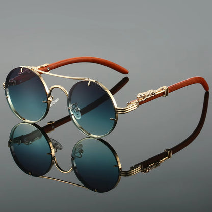 Vintage Round Sunglasses - Double Bridge Retro Luxury Design