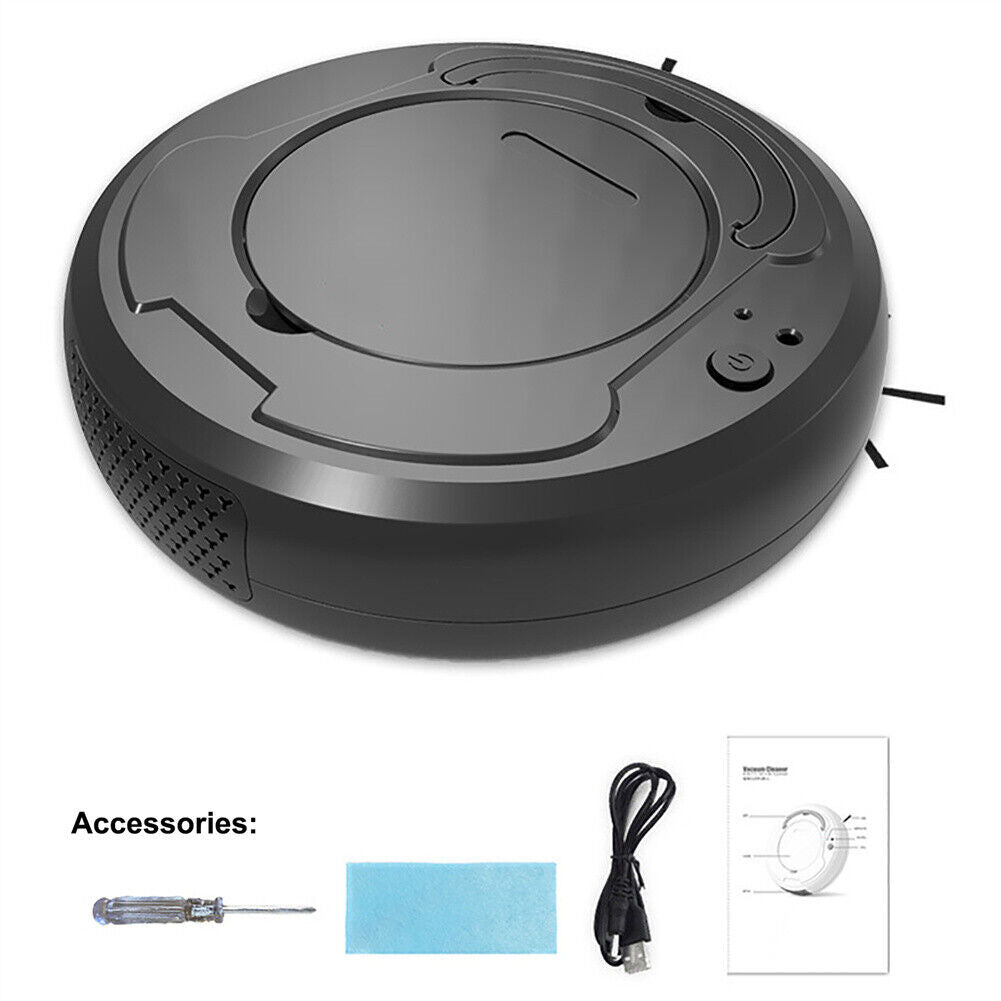 Smart 3-in-1 Robotic Vacuum Cleaner – Slim Design, USB Charging, 90-Min Runtime