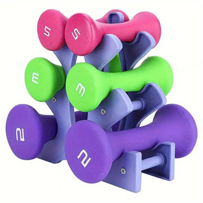 6pcs Fitness Weights Dumbbells With 1pc Dumbbell Rack - Perfect for Bodybuilding, Fitness Exercise, Strength Training - DynamicDrop Hub