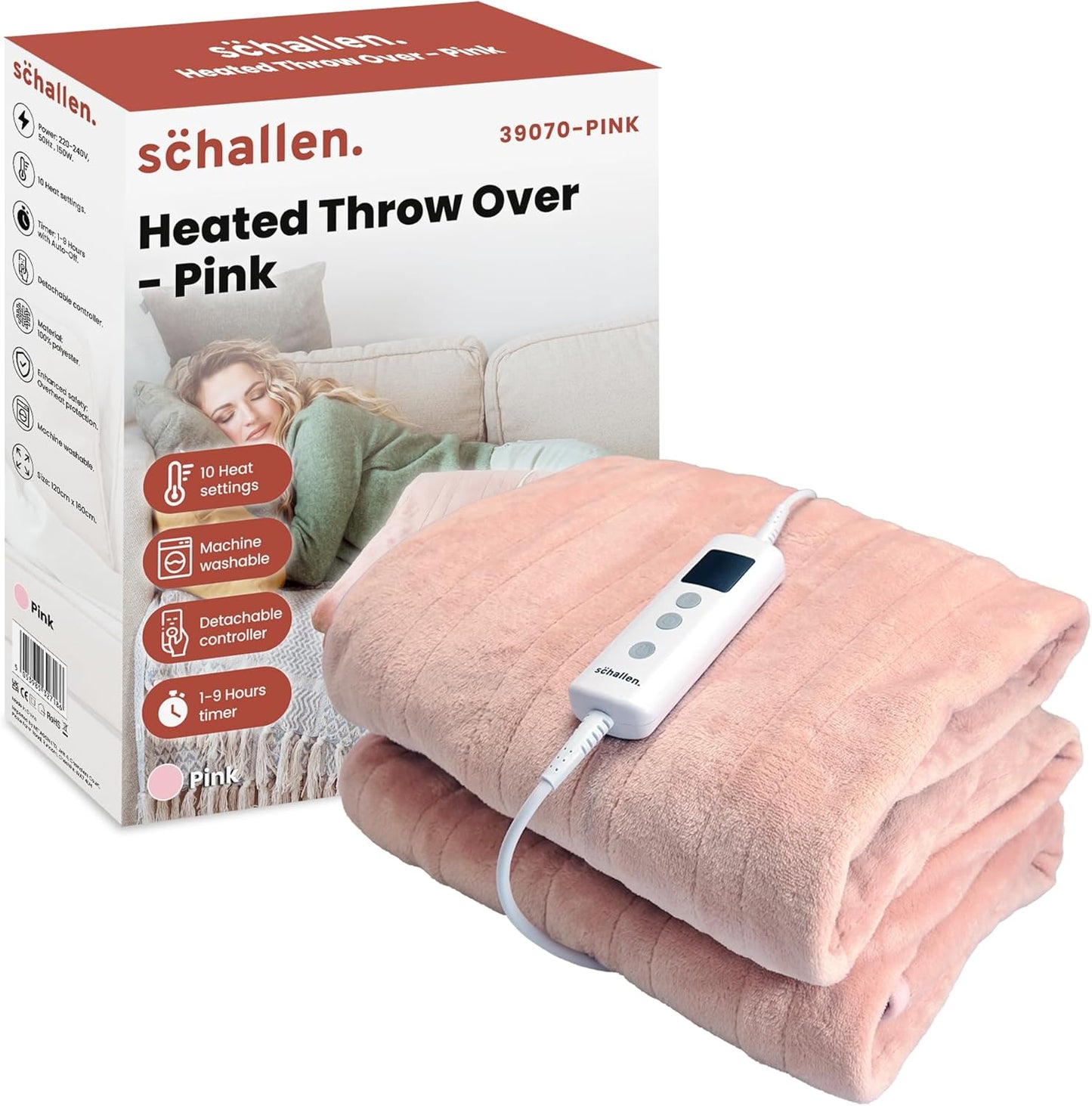 120X160Cm Soft Heated Warm Throw over Blanket with Timer and 10 Heat Settings (Mink Beige)