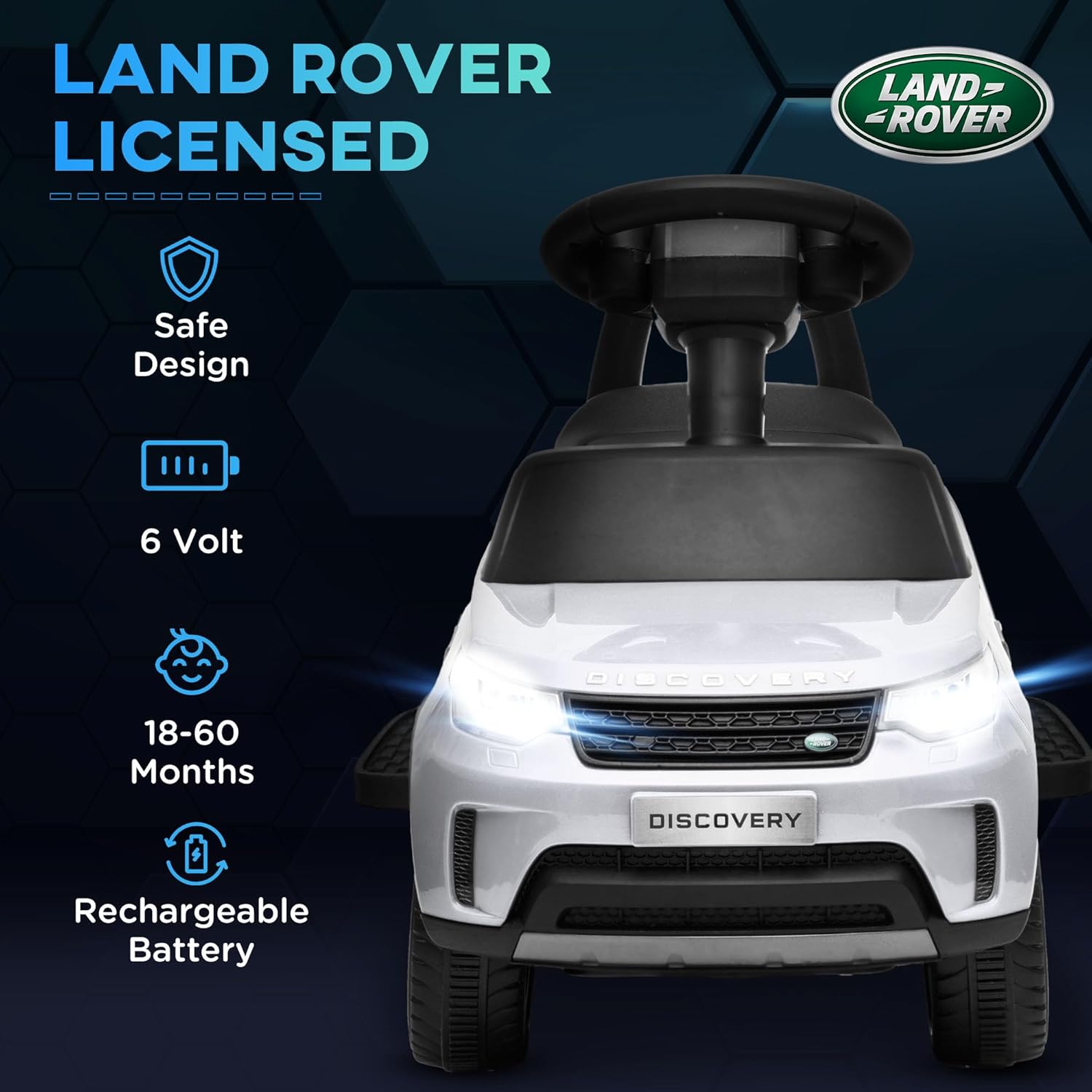Land Rover Licensed 6V Kids Electric Ride on Car, 2 in 1 Sliding Car Battery Powered Car with Headlights Music Horn, for 18-60 Months
