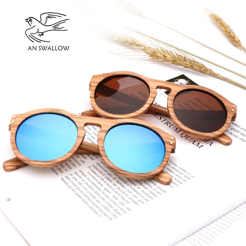 Zebra Wood Sun Glasses Women round Wooden Sunglasses Men Polarized Lenses Driving UV400 Gafas De Sol