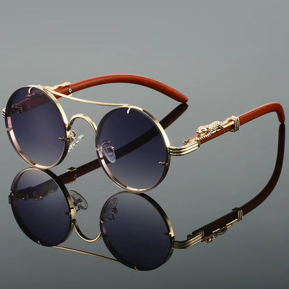 Vintage Round Sunglasses - Double Bridge Retro Luxury Design