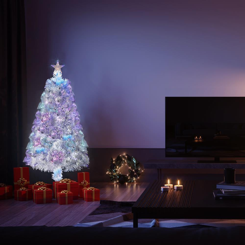 3/4Ft Christmas Trees Fibre Optic Pre-Lit Xmas Tree with Stand Top Star Decor