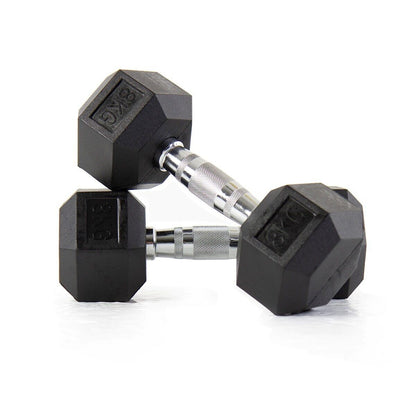 Hex Dumbbells Rubber Encased Cast Iron – Durable Home, Gym, & Office Weights - Domestic Delivery Only