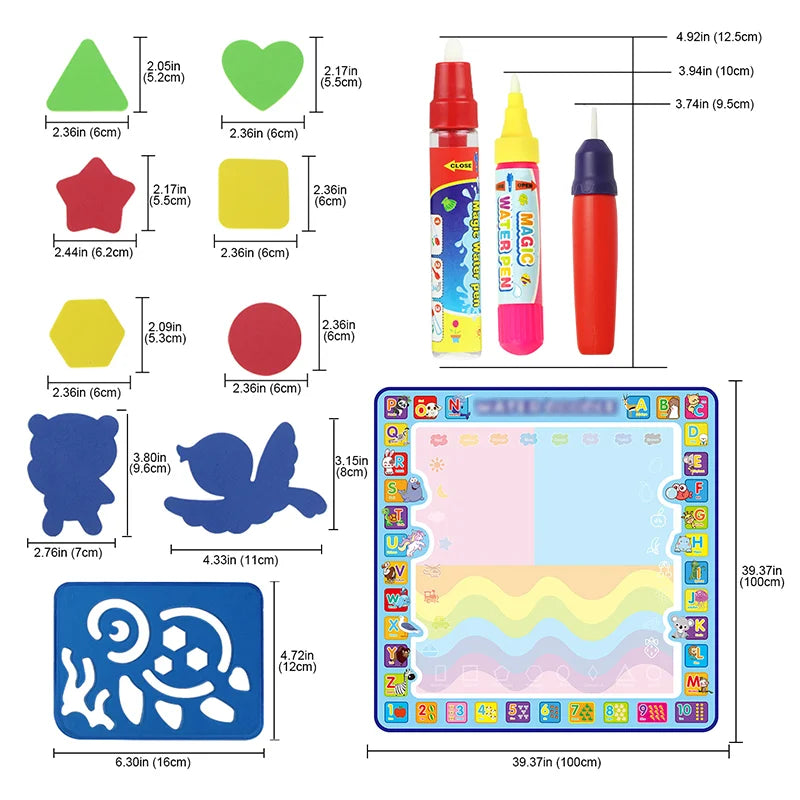 Coolplay Magic Water Drawing Mat Coloring Doodle Mat with Magic Pens Montessori Toys Painting Board Educational Toys for Kids