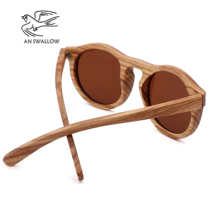 Zebra Wood Sun Glasses Women round Wooden Sunglasses Men Polarized Lenses Driving UV400 Gafas De Sol