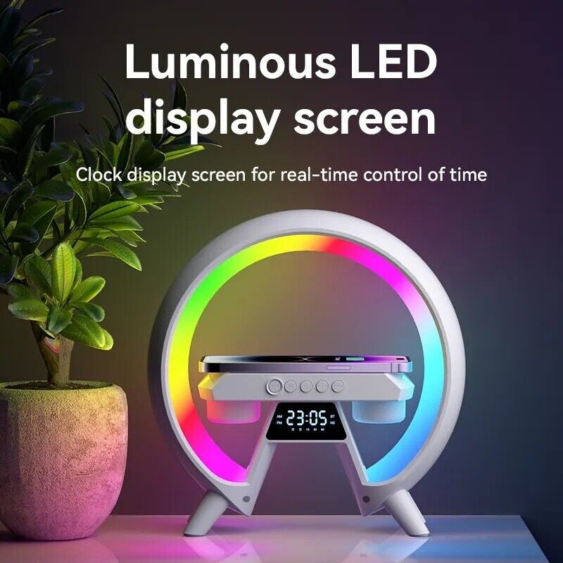 LED Lamp RGB Alarm Clock Wireless Phone Charger Bluetooth Speaker Night Light