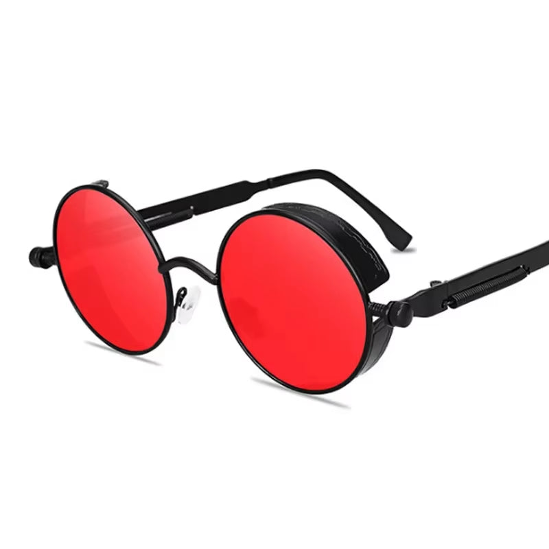 Vintage Gothic Steampunk Round Sunglasses for Men & Women – Designer Metal Frame Shades