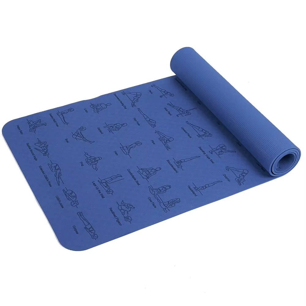 Eco-Friendly TPE Non-Slip Yoga Mat – 6mm Thick, 183cm x 57cm, for Yoga, Pilates, Fitness & More