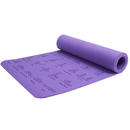 Eco-Friendly TPE Non-Slip Yoga Mat – 6mm Thick, 183cm x 57cm, for Yoga, Pilates, Fitness & More