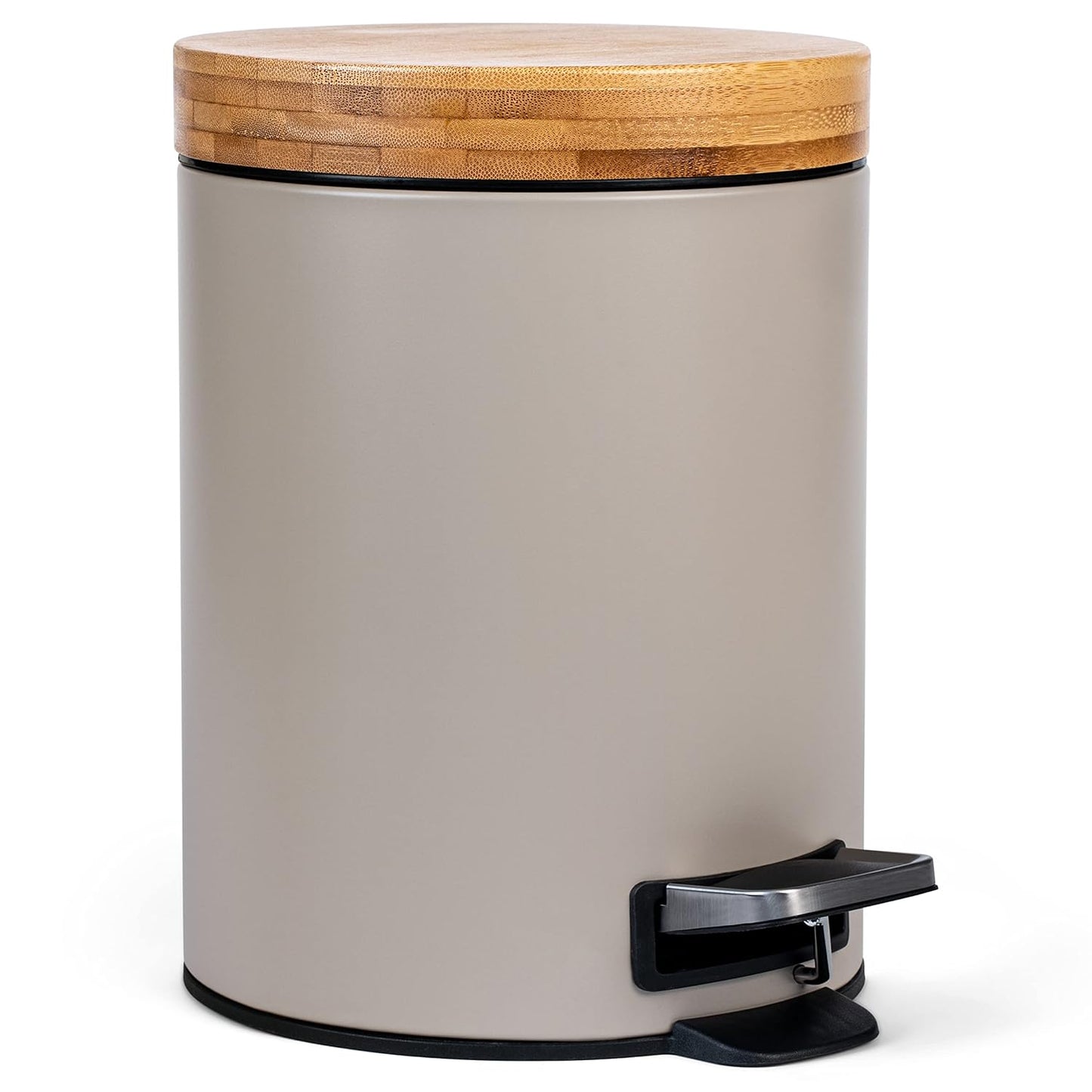 3L Designer Bathroom Bin | Superior Bamboo | Soft Closing | Anti-Finger | Taupe (Bright)