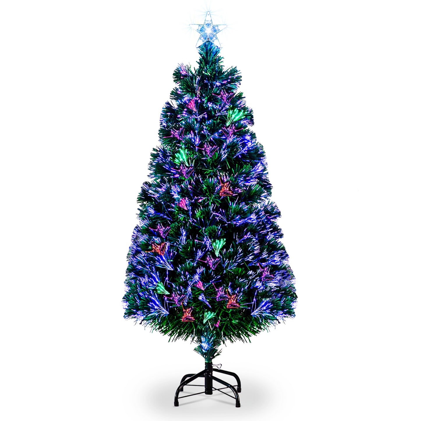 3/4Ft Christmas Trees Fibre Optic Pre-Lit Xmas Tree with Stand Top Star Decor