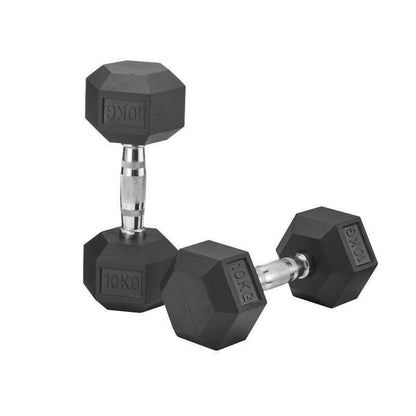 Hex Dumbbells Rubber Encased Cast Iron – Durable Home, Gym, & Office Weights - Domestic Delivery Only