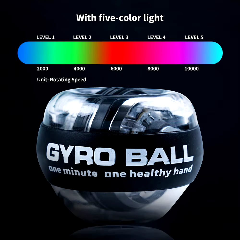 LED Gyroscopic Power Trainer Ball – Autostart Range Gyro Wrist Ball for Muscle Strength, Arm & Hand Fitness