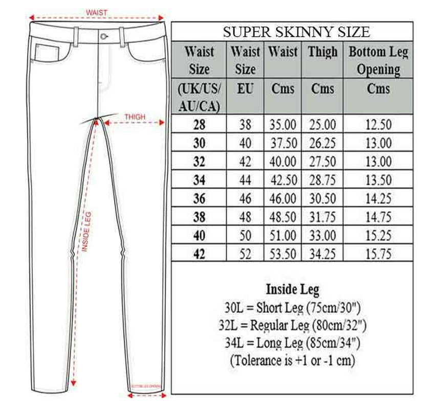 Enzo Mens Skinny Jeans Slim Fit Super Stretch Flex Denim Trouser Pants All Waist