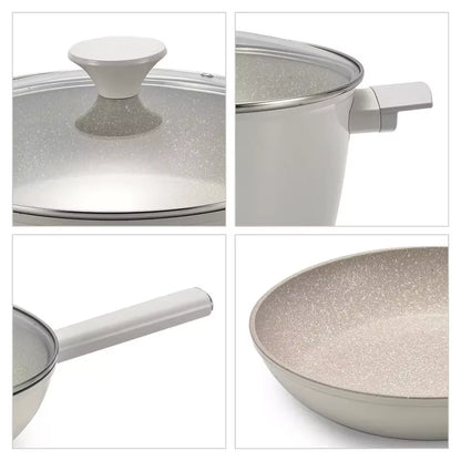 Granite Nonstick Cookware Set | White Kitchenware for Restaurants & Homes