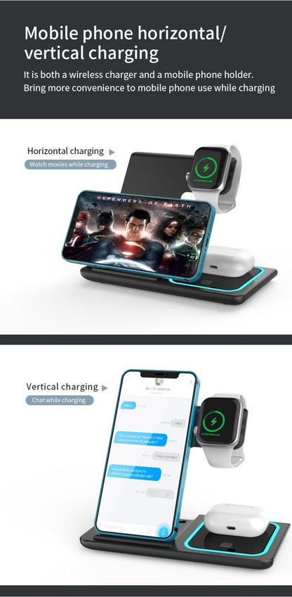 3-in-1 Fast Wireless Charging Station | Foldable Charger Dock for iPhone 16/15/14, Apple Watch & AirPods