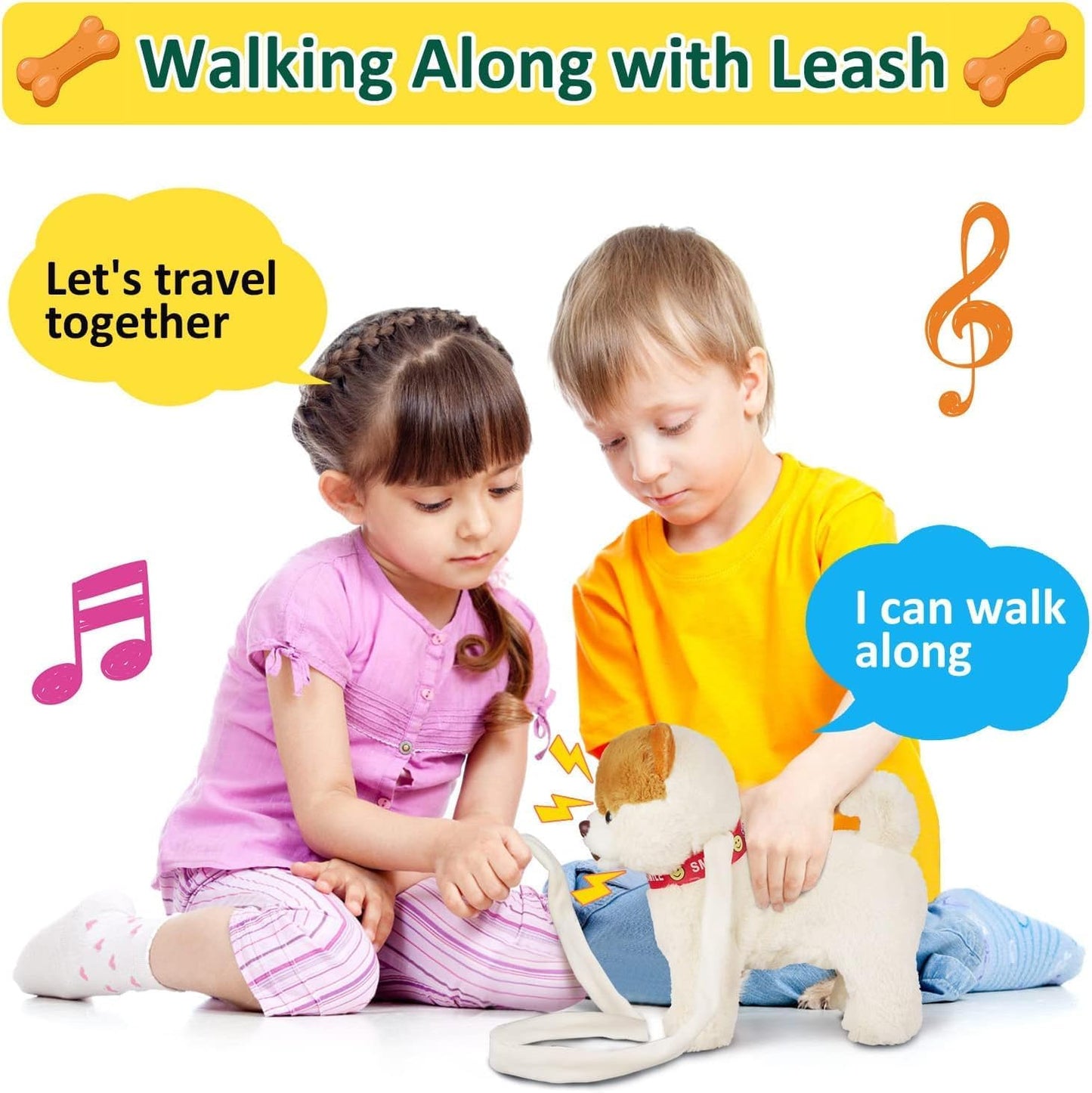 Interactive Walking, Singing & Dancing Plush Dog Toy - Musical Robot Puppy with Leash, Volume Control, and Realistic Barking for Kids - Educational & Fun Stuffed Animal for Boys & Girls