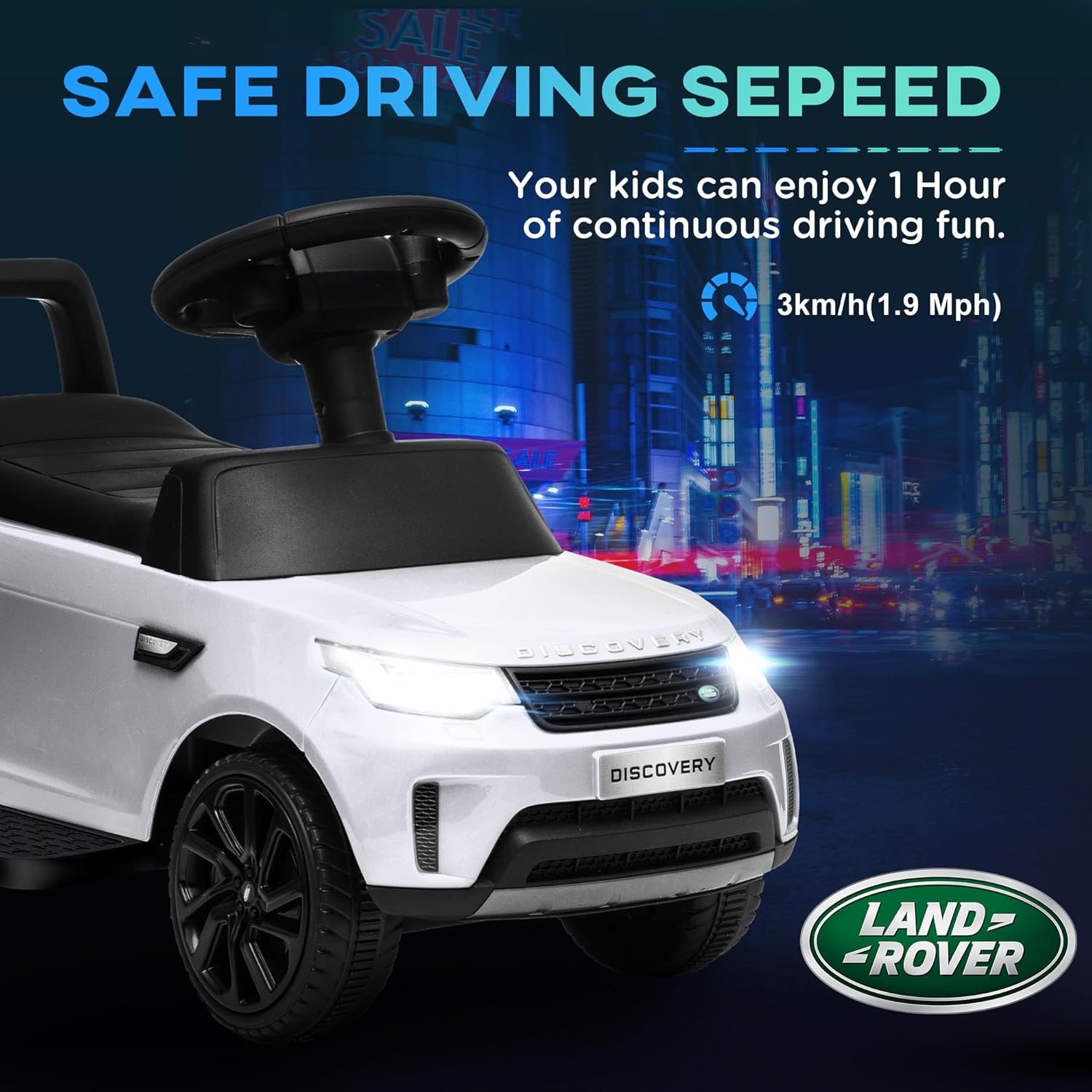 Land Rover Licensed 6V Kids Electric Ride on Car, 2 in 1 Sliding Car Battery Powered Car with Headlights Music Horn, for 18-60 Months