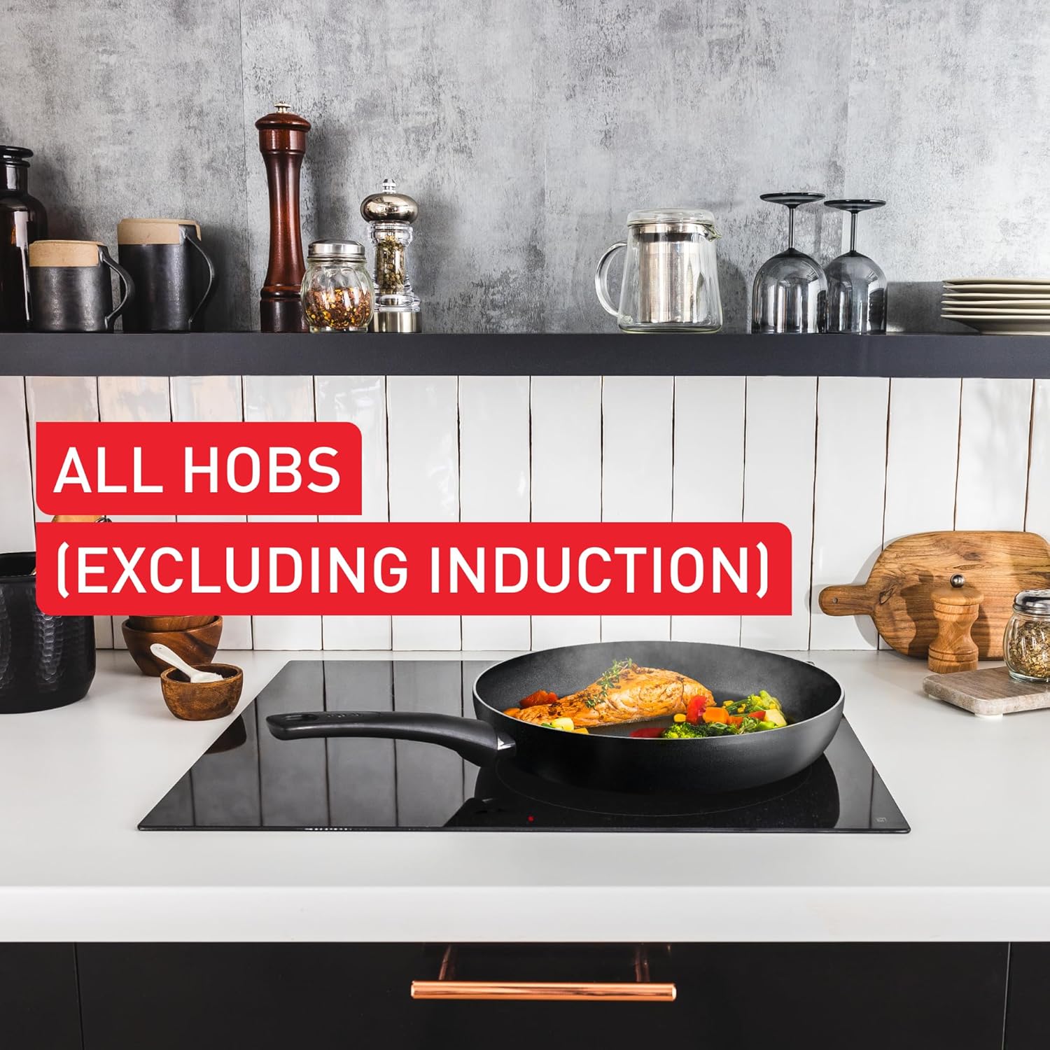 Titanium Essential Stewpot 24 Cm + Lid, High-Performance Non-Stick Coating, Metal Spatula Safe, All Hobs excluding Induction, B9414644