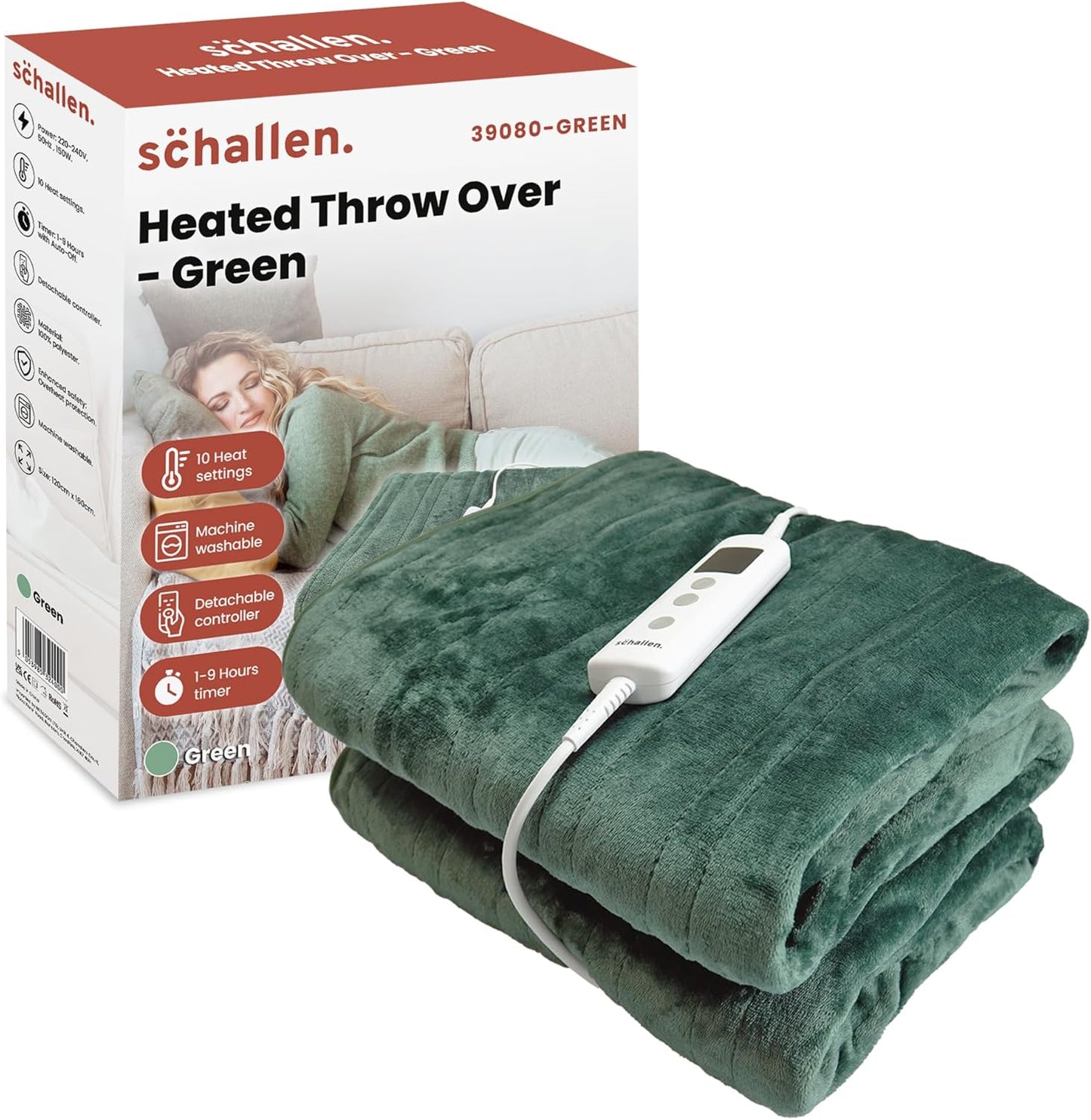 120X160Cm Soft Heated Warm Throw over Blanket with Timer and 10 Heat Settings (Mink Beige)