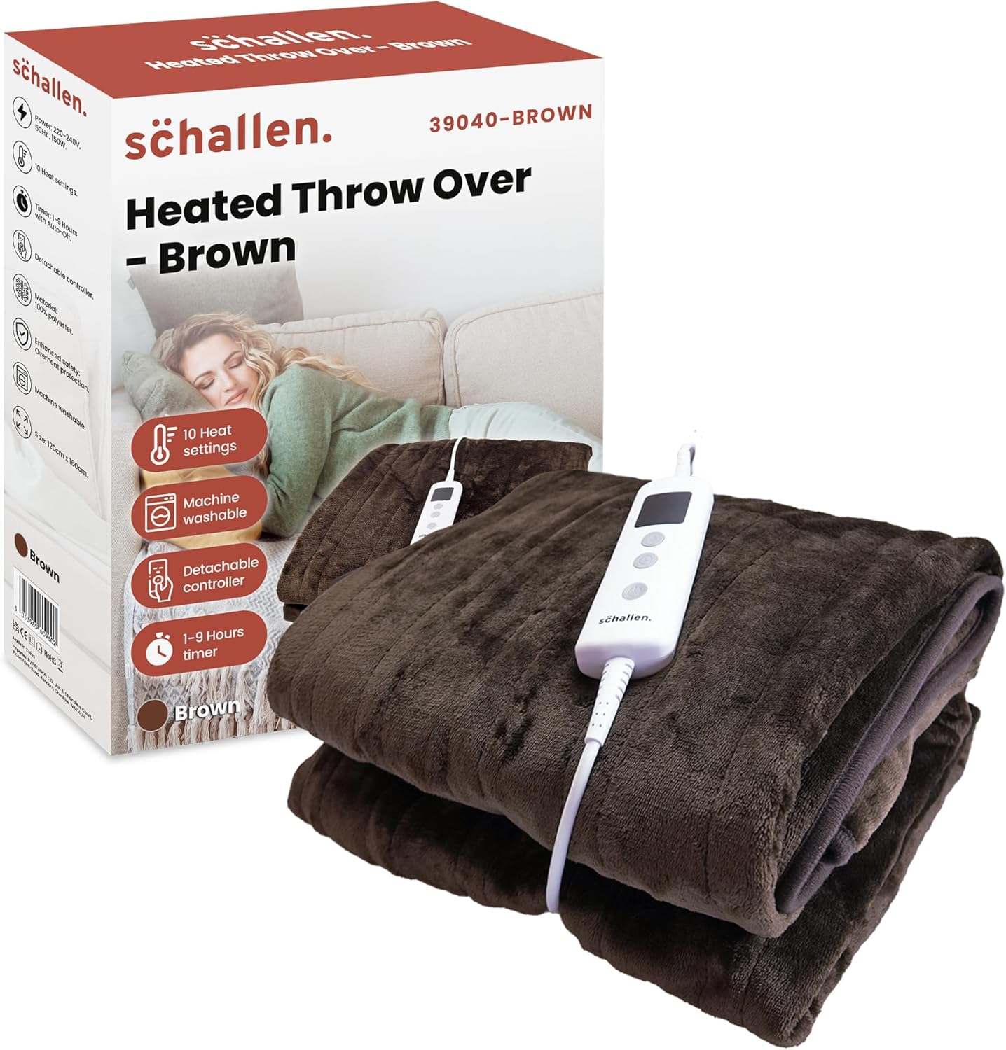 120X160Cm Soft Heated Warm Throw over Blanket with Timer and 10 Heat Settings (Mink Beige)