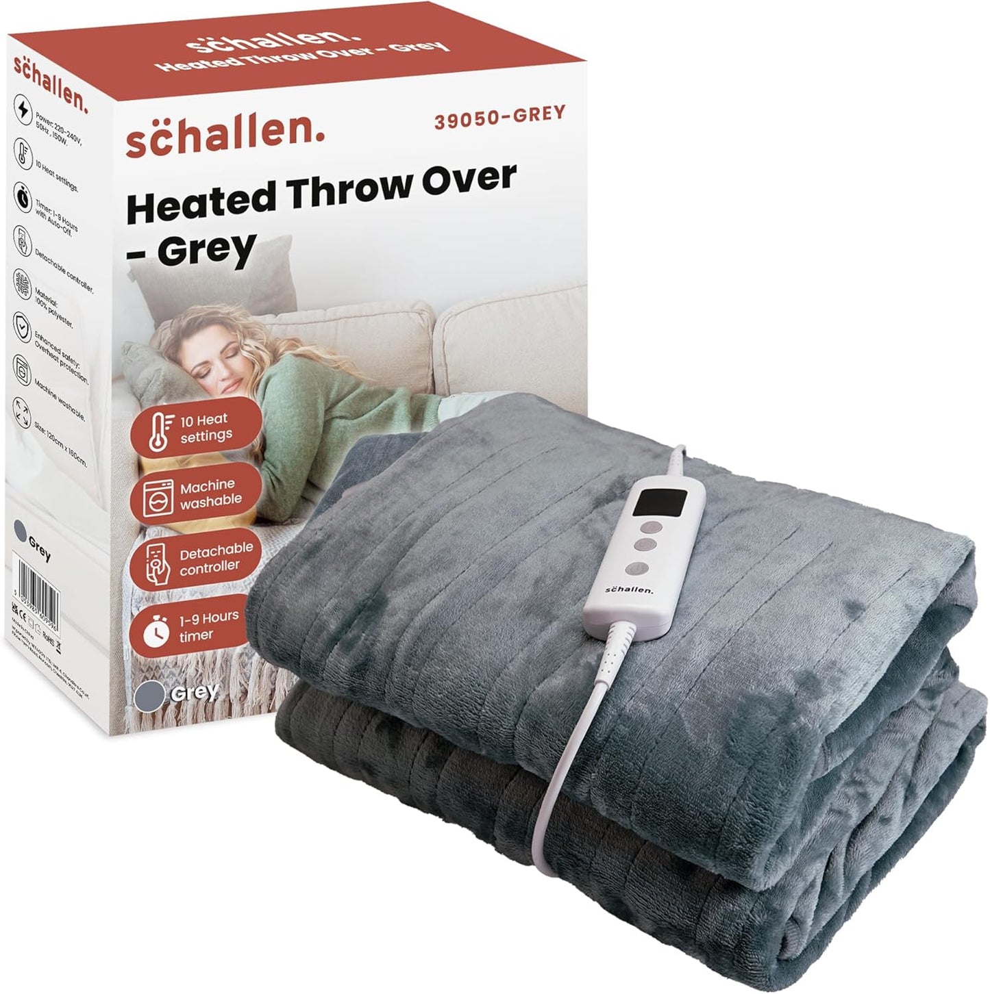 120X160Cm Soft Heated Warm Throw over Blanket with Timer and 10 Heat Settings (Mink Beige)