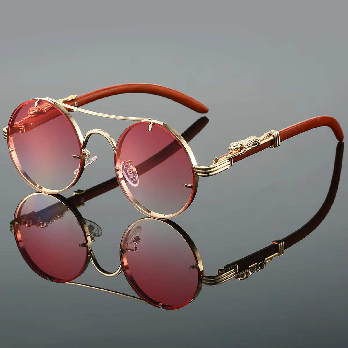 Vintage Round Sunglasses - Double Bridge Retro Luxury Design