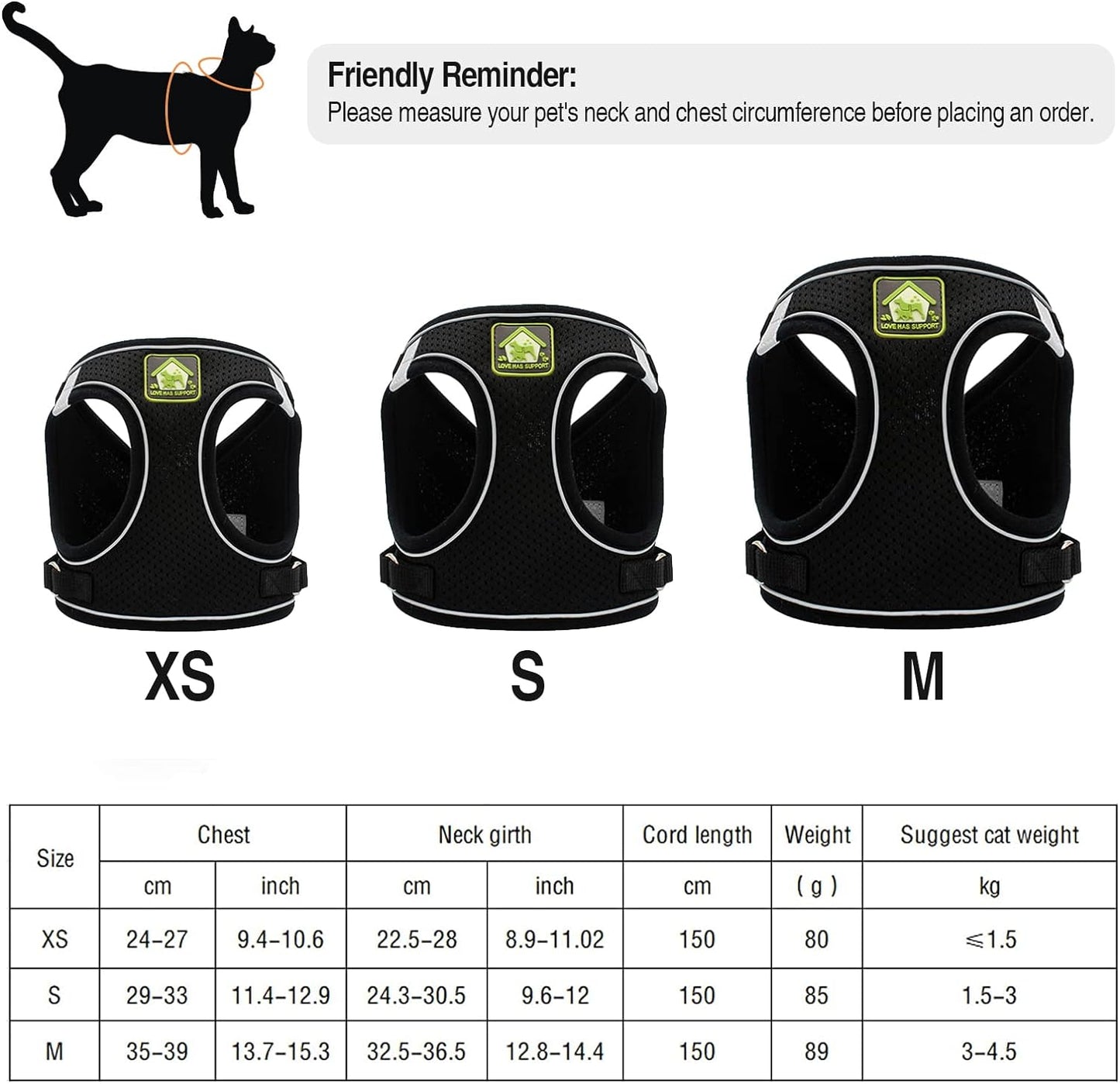 Cat Collars Harnesses and Lead Set Kitten Walking Escape Proof Adjustable Lead