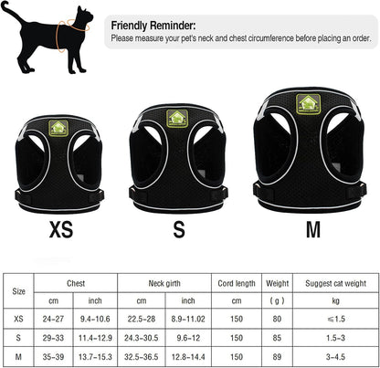 Cat Collars Harnesses and Lead Set Kitten Walking Escape Proof Adjustable Lead