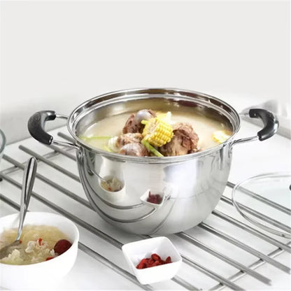 Stainless Steel Double Bottom Soup Pot | Non-Magnetic Multi-Purpose Non-Stick Pot for Gas Cooking