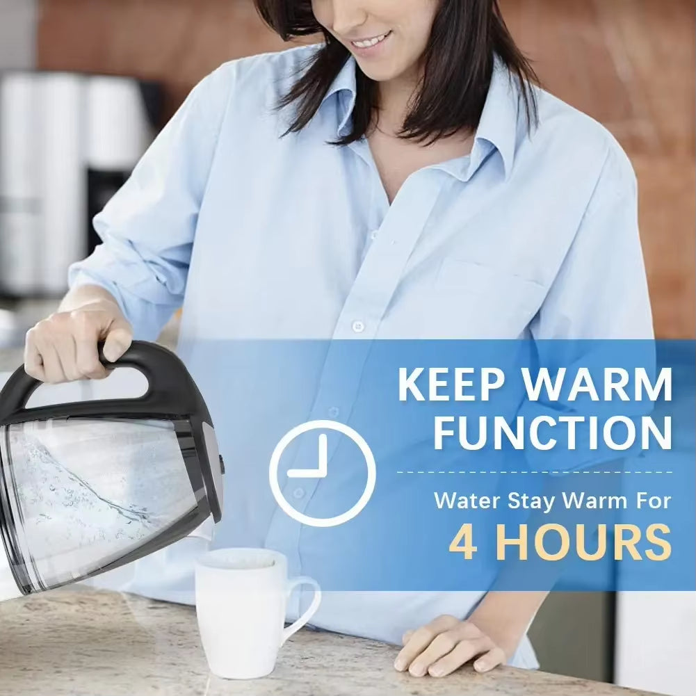 DEVISIB 2L Larger Capacity Electric Kettle Temperature Control 4 Hours Keep Warm 2200W LED Indicator Removable Filter Glass Body