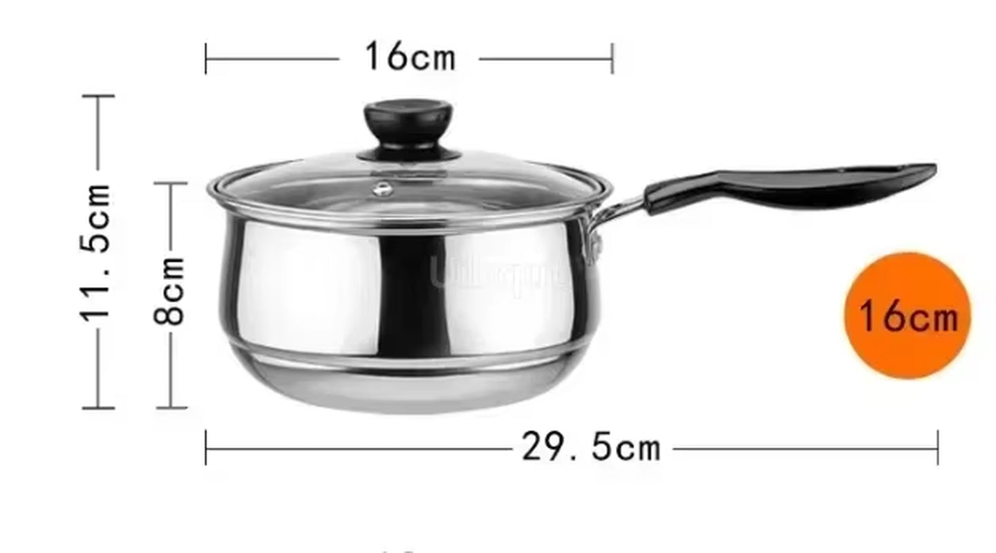 Stainless Steel Double Bottom Soup Pot | Non-Magnetic Multi-Purpose Non-Stick Pot for Gas Cooking