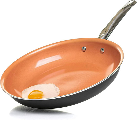 Non-Stick Ceramic Frying Pan 26cm (10") – Copper Granite Induction Pan for Healthy Oil-Free Cooking