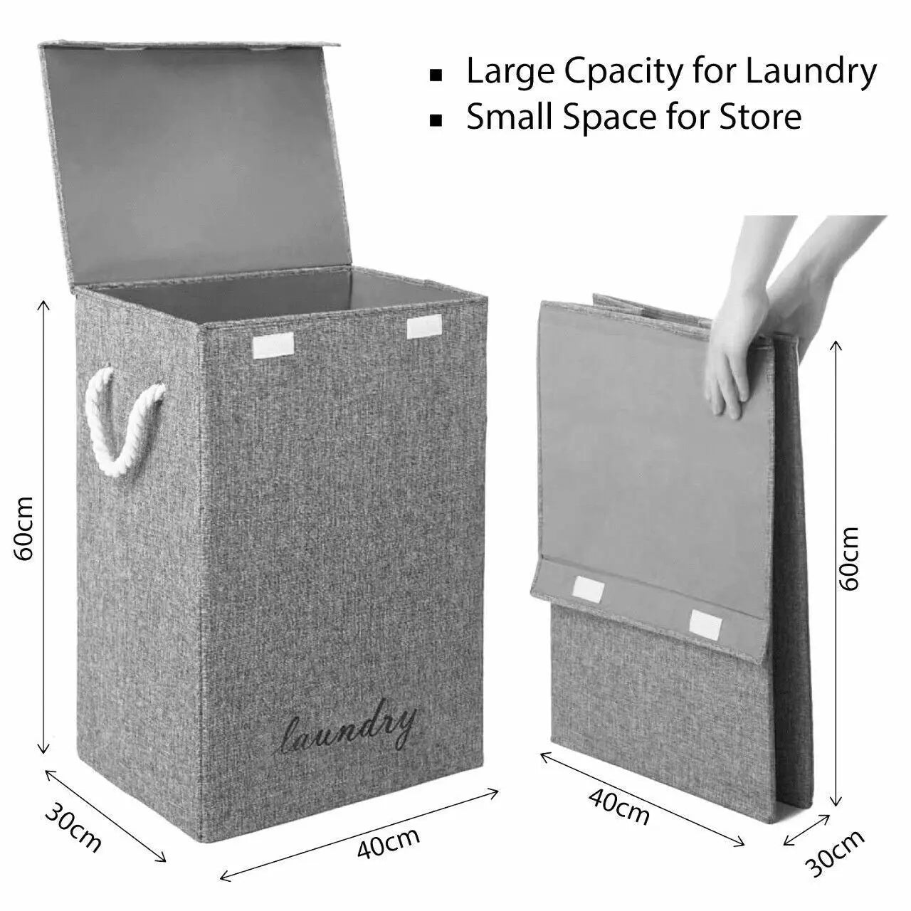 87L Large Laundry Washing Bag Basket Storage Bin Dirty Clothes Storage - Grey - DynamicDrop Hub