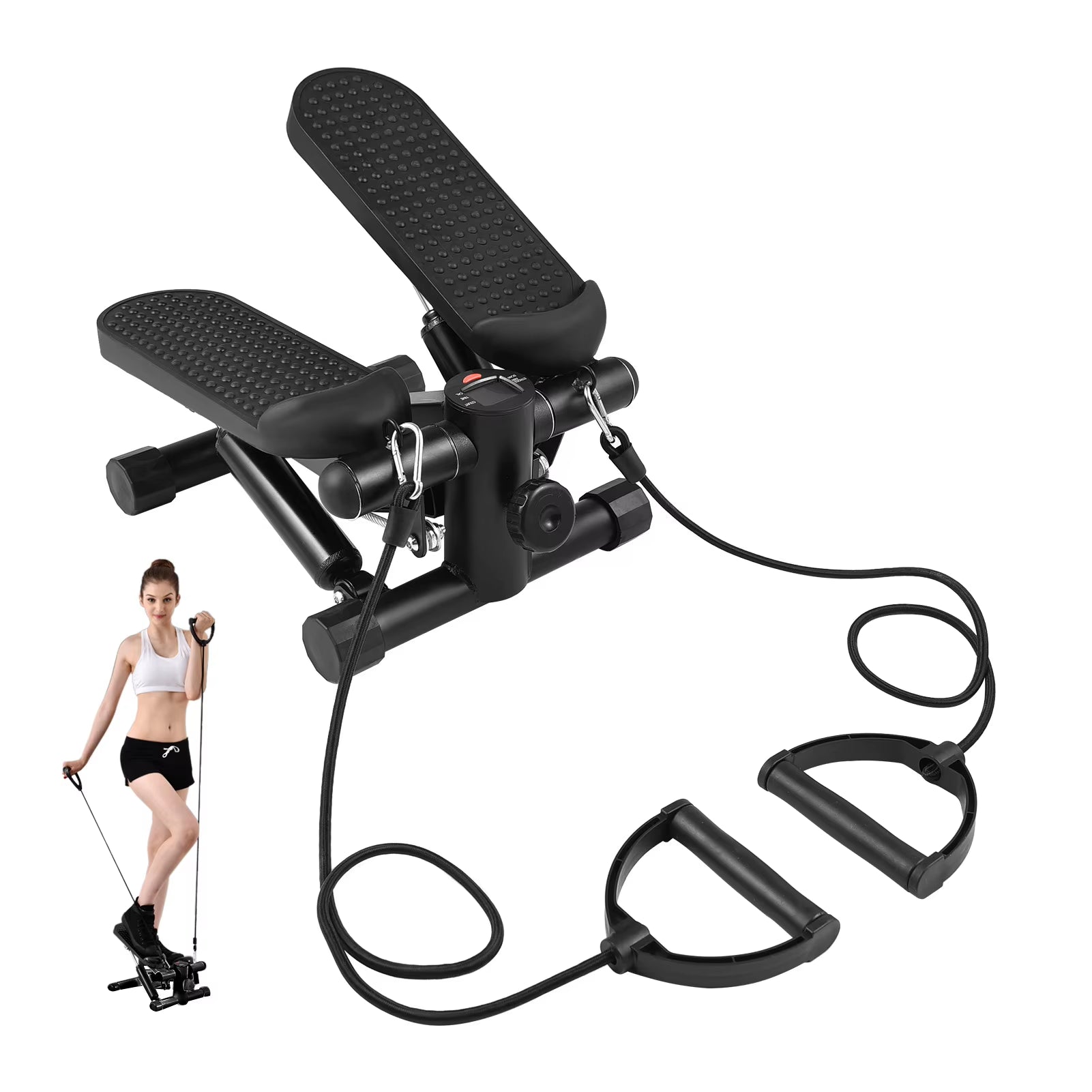 Mini Stepper for Home Exercise with Resistance Bands and LCD Display – 100Kg Capacity