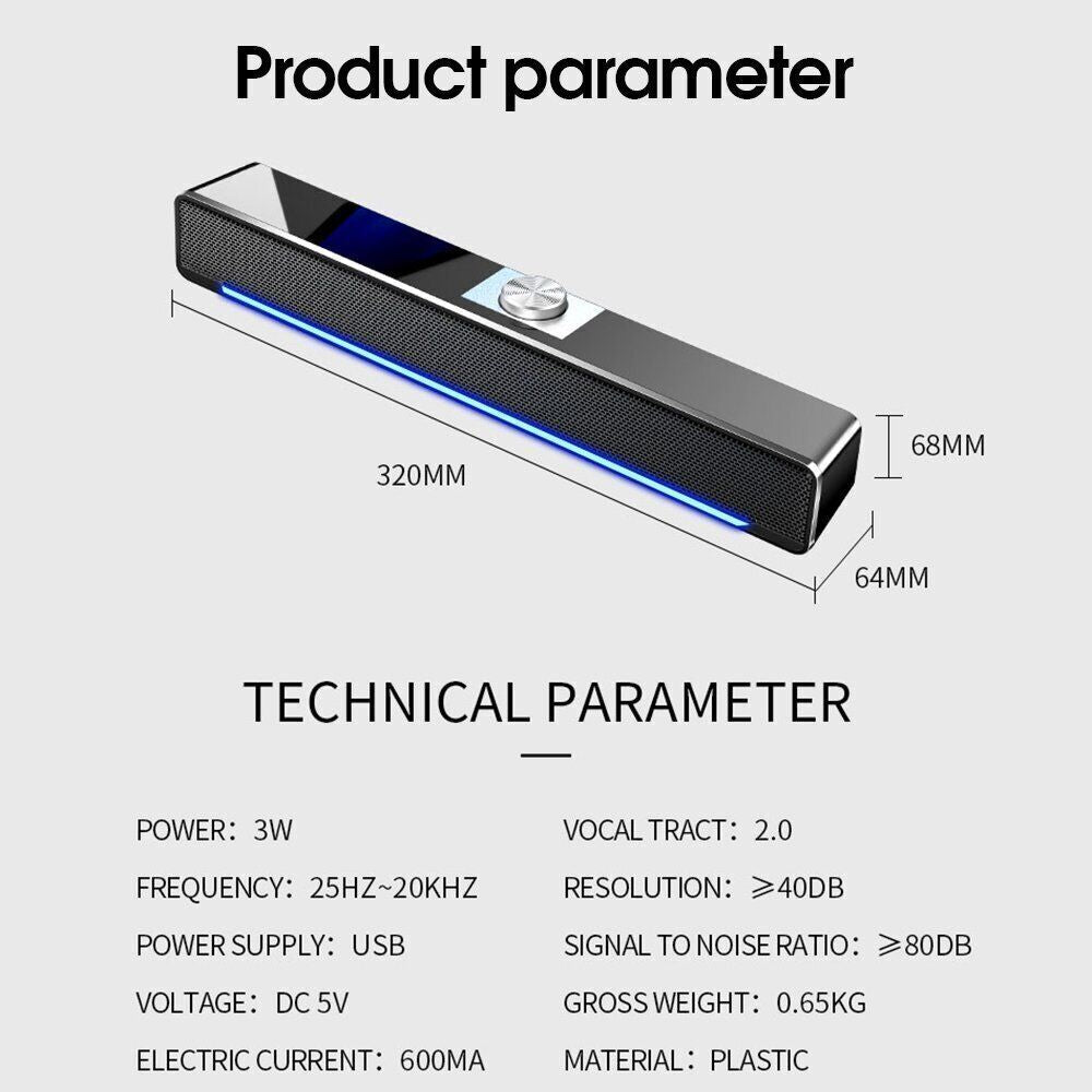 Bluetooth Wireless Soundbar TV Computer Speaker Home Theater Subwoofer Sound Bar