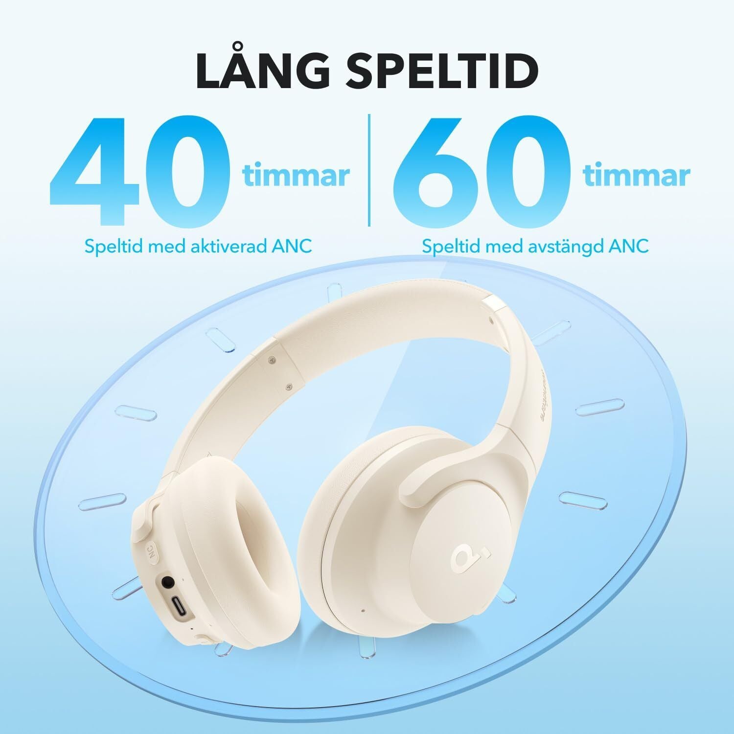 High-Quality Soundcore by Anker Q20i Hybrid Active Noise Cancelling Foldable Headphones – 40H Battery Life, App Control & Hi-Res Audio - Ear Comfort - Domestic Delivery Only