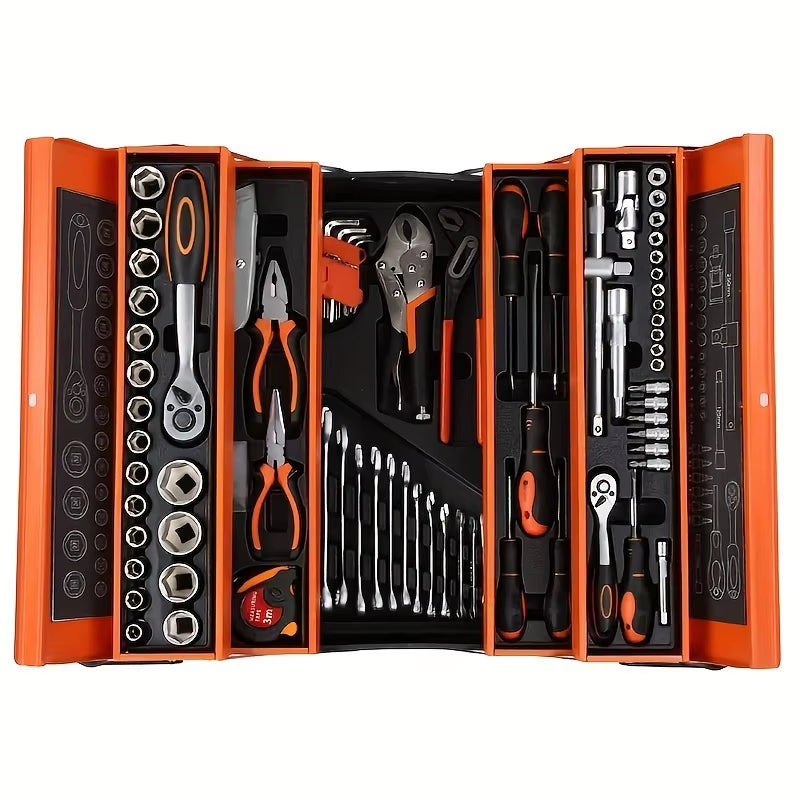 Bicycle Repair Kit, Triple Stack Multi-Function Repair Kit Portable Metal Kit Home Repair Kit Socket Wrench Set