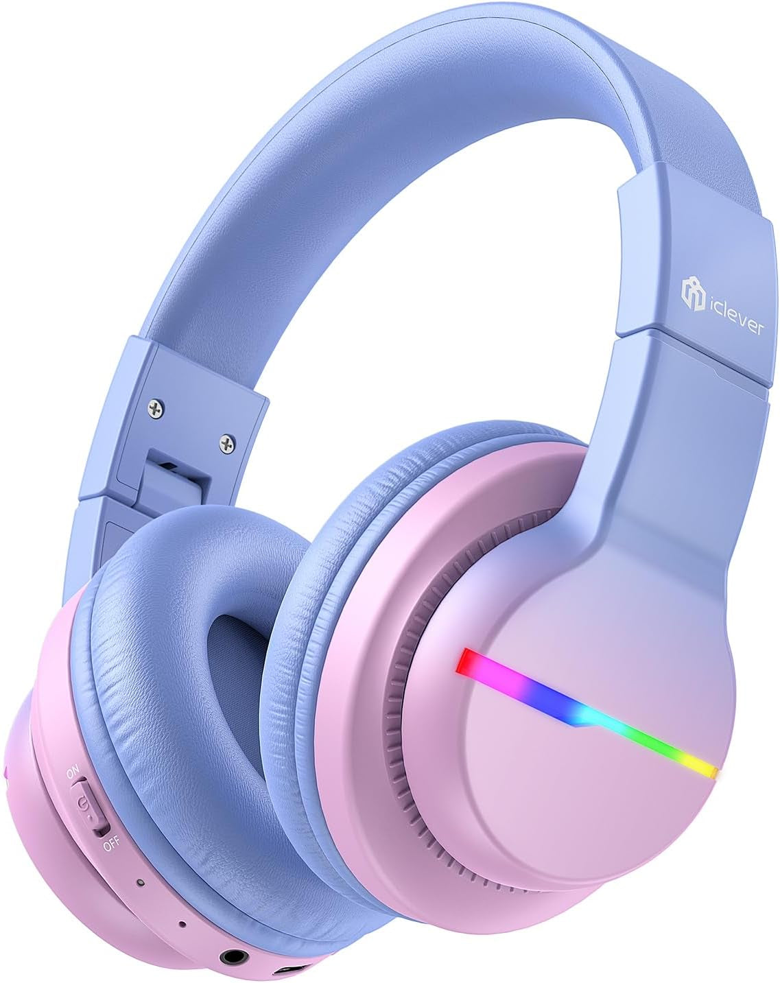 Bluetooth Kids Headphones BTH12 | LED Lights, 74/85dB Volume Limit, 85H Playtime, Bluetooth 5.2, Built-In Mic