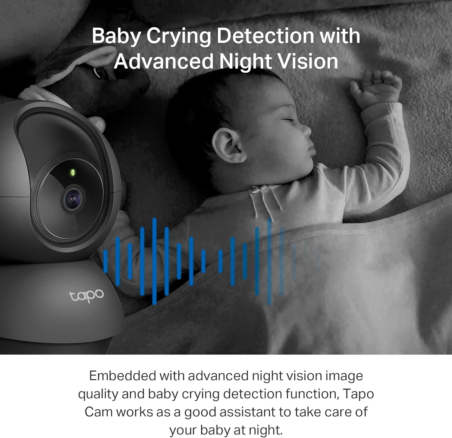 Indoor Camera for Security, Wifi Camera, 2K 3MP, 360° Baby and Pet Monitor, CCTV, AI, Smart Motion Detection & Tracking, Night Vision, Works with Alexa & Google Home, Elegance Black ( C211)