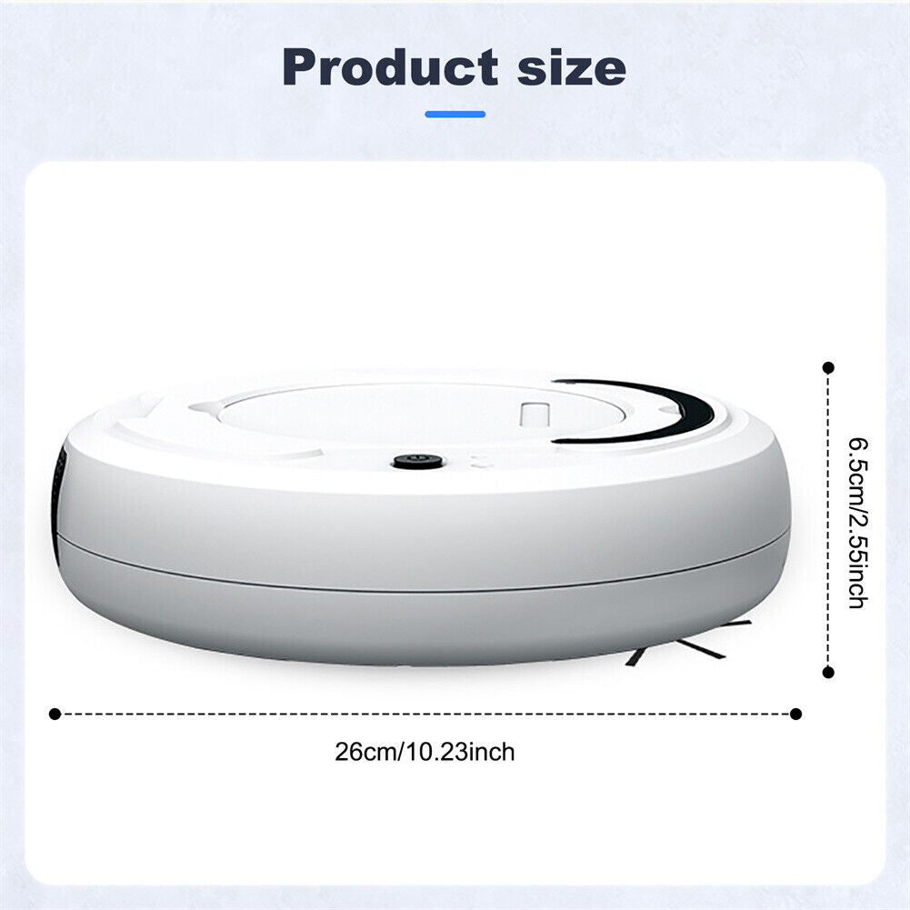 Smart 3-in-1 Robotic Vacuum Cleaner – Slim Design, USB Charging, 90-Min Runtime