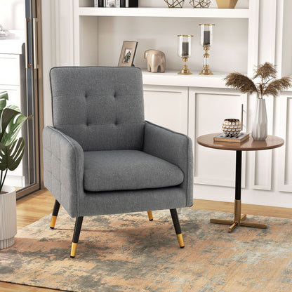 Linen Fabric Accent Chair Single Sofa with Removable Seat Cushion